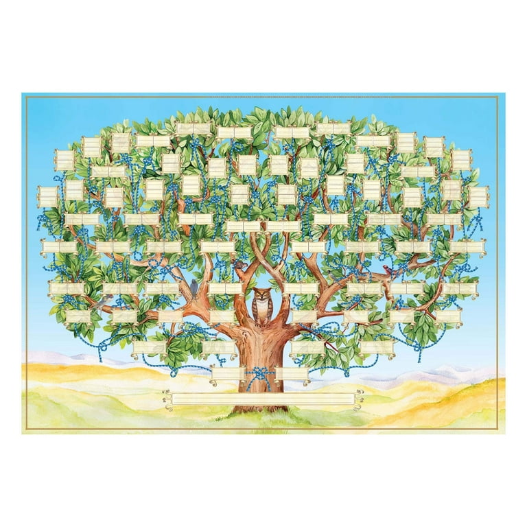 TERGAYEE Family Tree Chart to Fill in,Generation Genealogy Poster Blank  Fillable Ancestry Chart, Large Print Family Tree Picture Frame Wall Decor  Gift for Family Member, 23.6*35.4in 