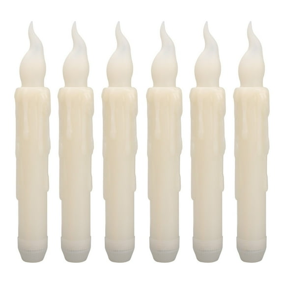 TERGAYEE Flameless LED Taper Candles,with Hours Timer, Battery Operated Flameless Flickering Floating Candlesticks, Dripless Handheld Tapered Candles with Warm White Flickering Flame, 6pcs