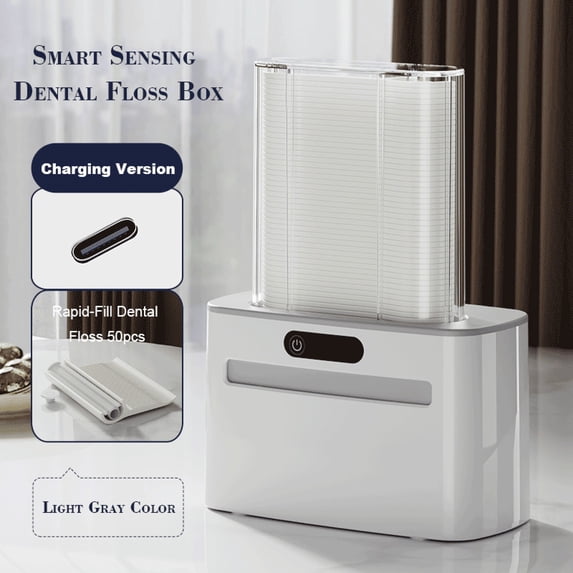 TERGAYEE Floss Dispenser,Smart Automatic Sensor Floss Holder with 100Pcs Floss,Floss Pick Holder for Office,Living Room,Bedroom