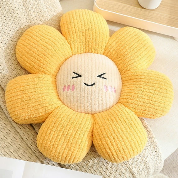 TERGAYEE Flower Throw Pillow, Soft Yellow 17.71" Flower Pillow for Home Decor, Cute Flower Shaped Floor Pillow Aesthetic Flower Plush Decorative Pillows for Bed Sofa Couch