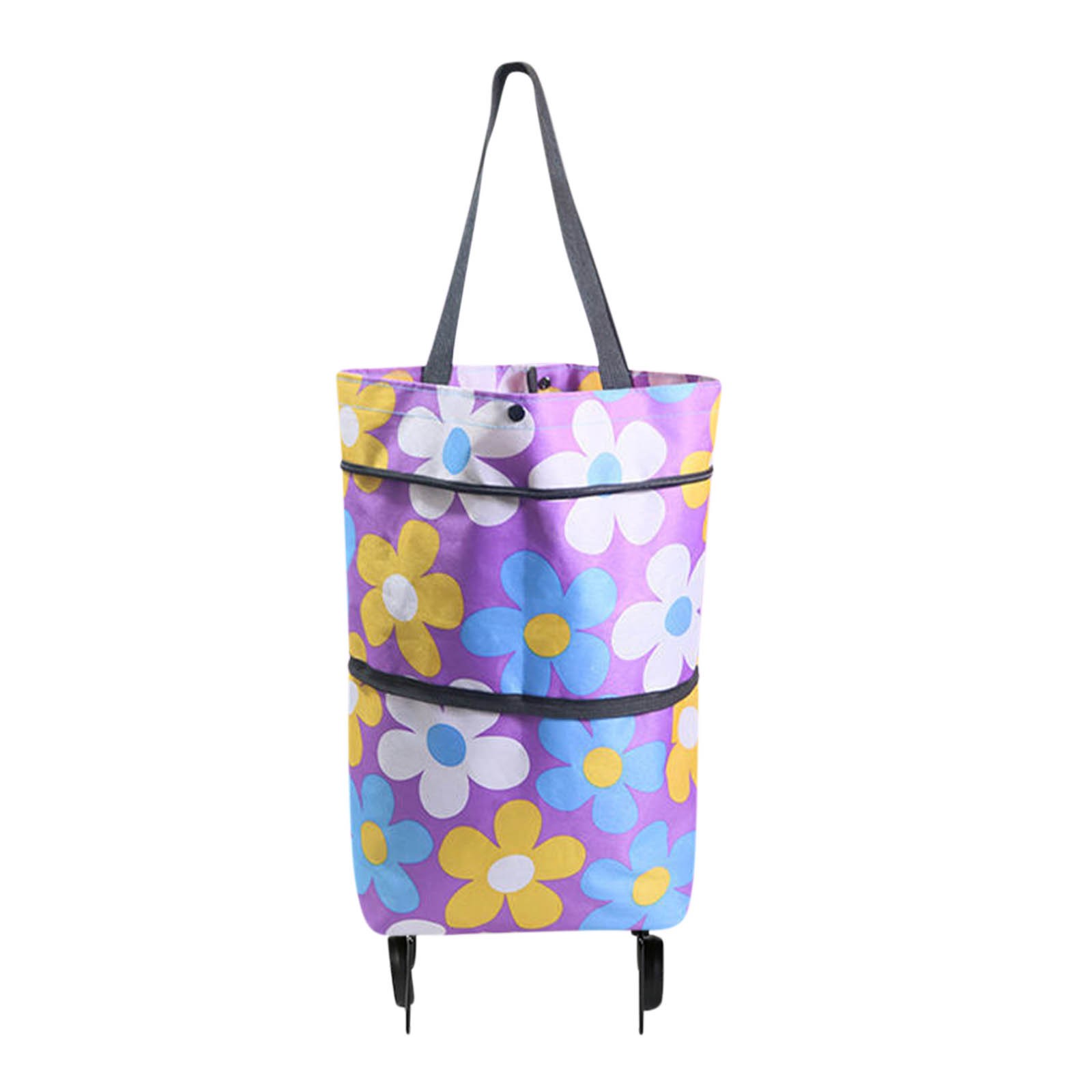 TERGAYEE Foldable Shopping Trolley,Soft Oxford Fabric Shopping Trolley