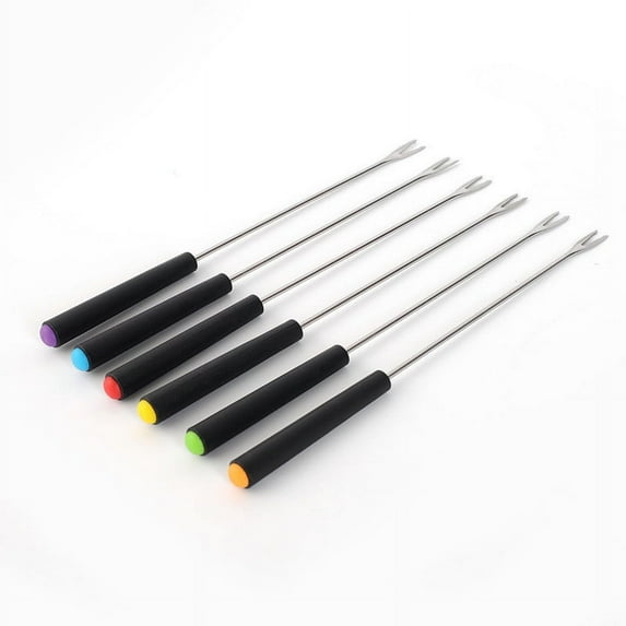 TERGAYEE Fondue Forks,6 PCS Barbecue Roasting Sticks Kit,Stainless Steel Fruit Fondue Forks with Heat-blocking Handle,for Fondue Camping Picnic Cheese Fondue Hot Pot BBQ Outdoor/Indoor
