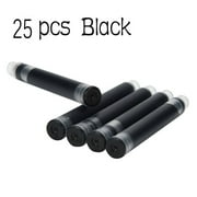 TERGAYEE Fountain Pen Set Ink Cartridges Black Color,25pcs 2.6 mm Bore Diameter,Ink Cartridges Fountain Pen Refill Short Cartridges for Calligraphy Pen and Fine Writing