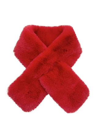 EKAYG Écharpe en Fourrure tricotée élégante de Style Long pour Femme Cache- Nez en Fourrure d'hiver Soft Furry Neck Shrug (Rouge 170) : : Mode