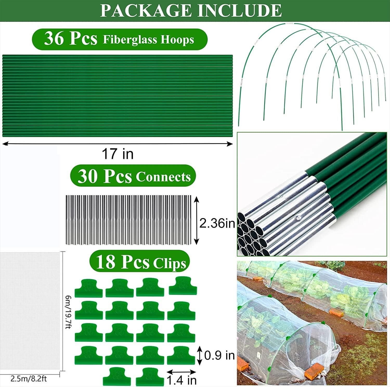TERGAYEE Garden Hoops for Raised Beds,Rust-Free Fiberglass Support Hoops Frame for Garden Fabric,DIY Plant Support Garden Stakes,Gardening Supplies
