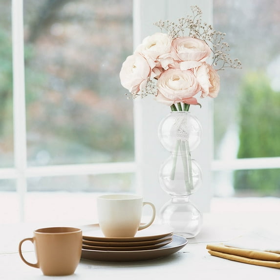 TERGAYEE Glass Bubble Vase,Unique Small Flower Vases for Centerpieces,4 Ball Bud Vase Centerpiece Glass Vase Home Party Office Tabletop Decor