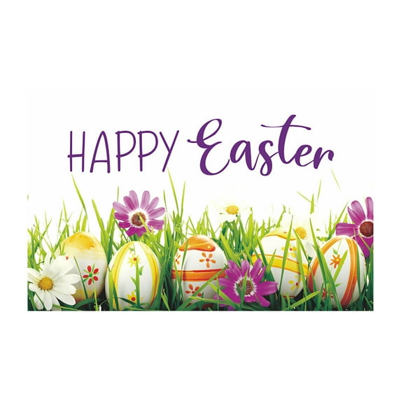 TERGAYEE Happy Easter Party Backdrop Banner,Spring Easter Rabbit Colorful Eggs Sign Yard Photo Background Bunny Photography for Easter Party Decoration