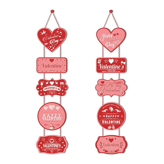 TERGAYEE Happy Valentines Day Banner,Valentine Day Door Porch Signs Heart Love Hangings Wall Decor,Valentines Conversation Hearts Decorations