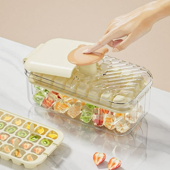 TERGAYEE Ice Cube Tray Food Grade 32 Grid Ice Cube Tray With Lid and Bin Summer Ice Tray With Scoop,Easy Release Stackable Ice Cube Mold Suitable for Whisky Coffee Ice Juice Summer Essentials