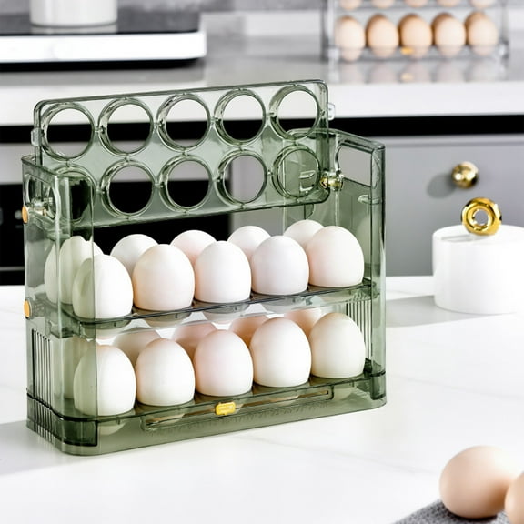 TERGAYEE Kitchen Gadgets Refrigerator Reversible Eggs Shelf, Refrigerator Side Door 3 Layer Eggs Storage Container, Transparent Acrylic Eggs Organizer, Can Store Eggs Storage One