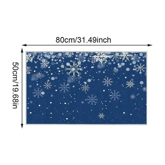 TERGAYEE Kitchen Rugs Snowflake Kitchen Rugs and Mats Blue Christmas Mat Non-Slip Snowflake Winter Rugs for Christmas Kitchen Decorations