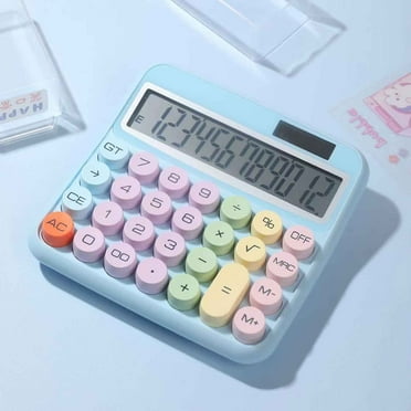 TERGAYEE Mechanical Switch Calculator,Candy-Colored Electronic Desktop Calculators with 12 Digit Large LCD Display and Big Round Buttons,for Office School Home