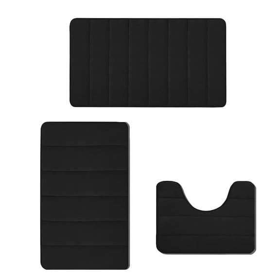 TERGAYEE Memory Foam Bath Mat Set,3 Pcs Bathroom Rugs+Toilet Mats+Floor Mat Thick Soft Comfortable Super Water Absorption,Machine Washable