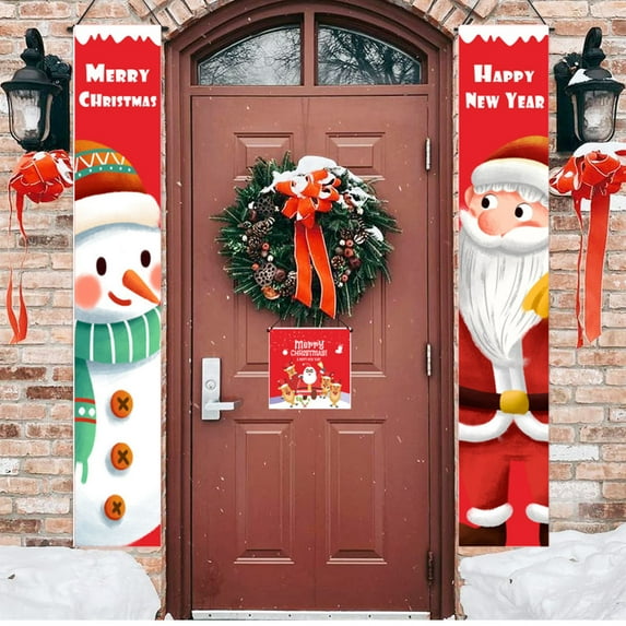 TERGAYEE Merry Christmas, Door Banners, Porch Signs, Hanging Banners, Christmas Flags, Home Walls, Indoor, Outdoor, Christmas Party Decorations Holiday Decor