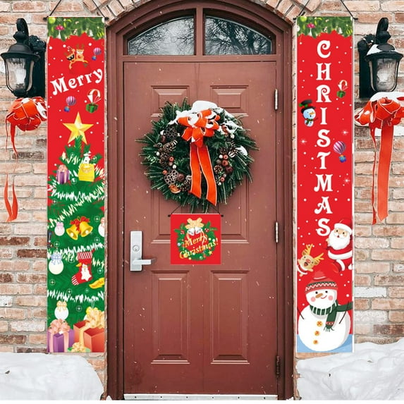 TERGAYEE Merry Christmas, Door Banners, Porch Signs, Hanging Banners, Christmas Flags, Home Walls, Indoor, Outdoor, Christmas Party Decorations Holiday Decor