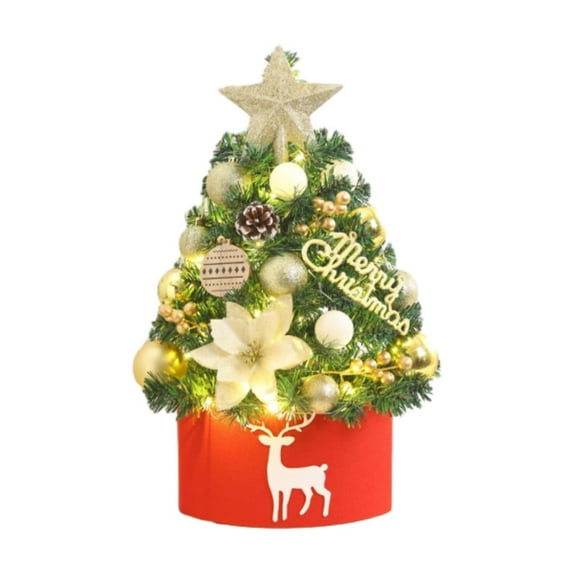 TERGAYEE Mini Christmas Tree Flocking White Christmas Tree with LED Lights, Ornaments Small Encrypted Decoration Desk Decor Christmas Gifts