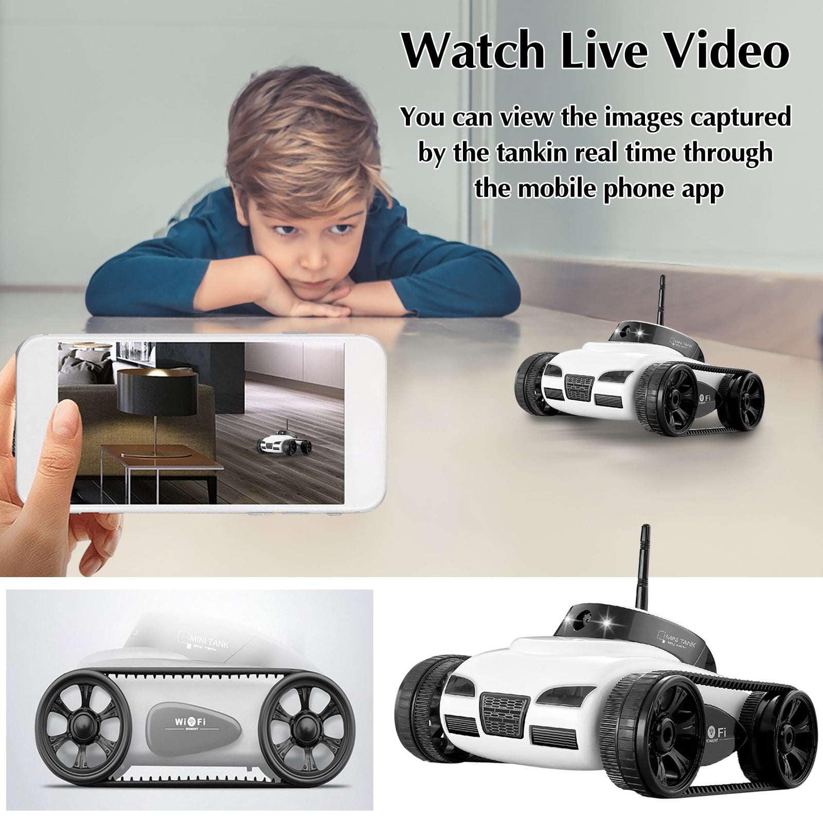 TERGAYEE Mini WIFI Real Time Transmission Camera Crawler Remote Control Car, Mobile Phone Control Two Wheel Drive Toy Cars Christmas Gifts Birthday Gifts