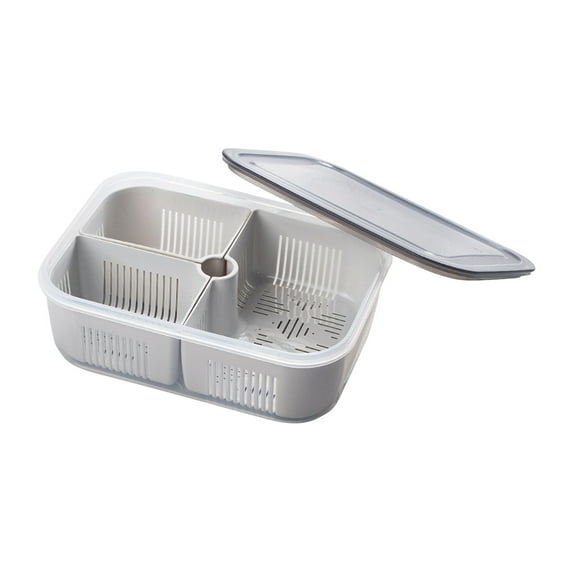 Vikakiooze Plastic Divided Veggie Storage Containers,Refrigerator Classified Organizer Case with Lid,Vegetable Meat Sorting Equipment for Fridge Storage Organizer Boxes
