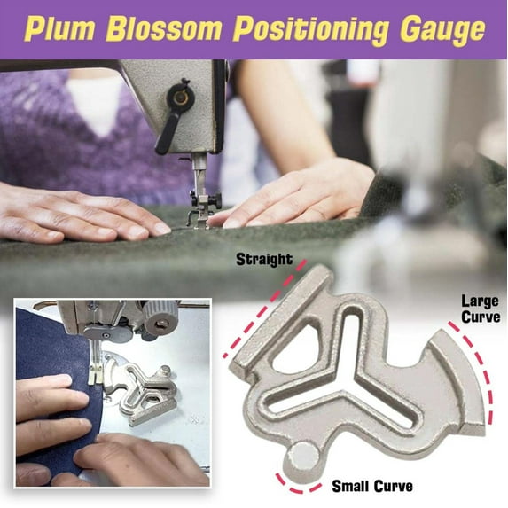 TERGAYEE Plum Blossom Positioning Gauge,Universal Sewing Machine Three Corner Sewing Seam Edge Guide 2 Screws,Curved Linear Seam Fixing Positioning Guide for Industrial & Home Sewing Machines