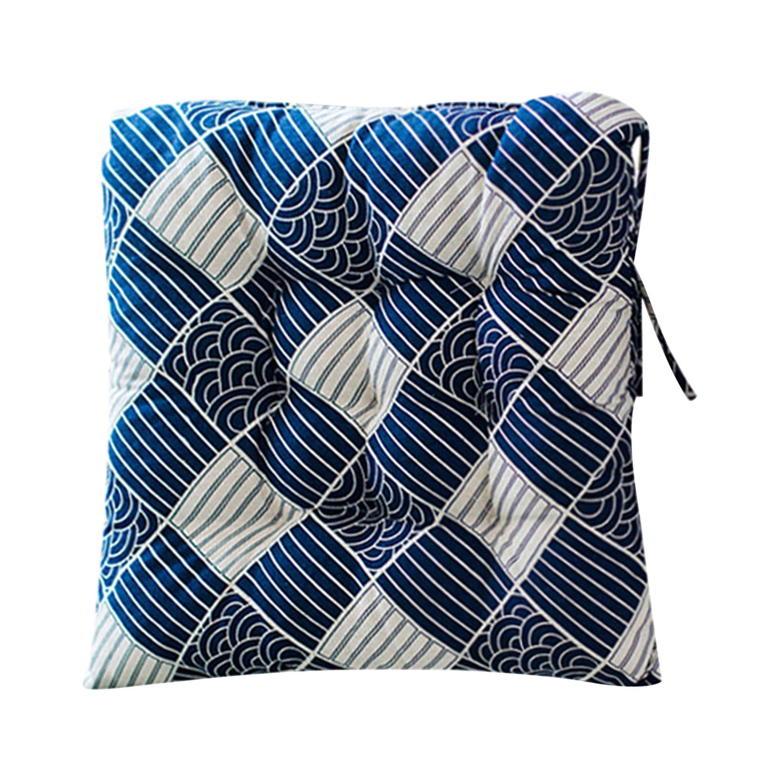 TERGAYEE Printed Patterns Chair Cushions,Square Chair Pads Cotton Linen Seat Cushions with Ties