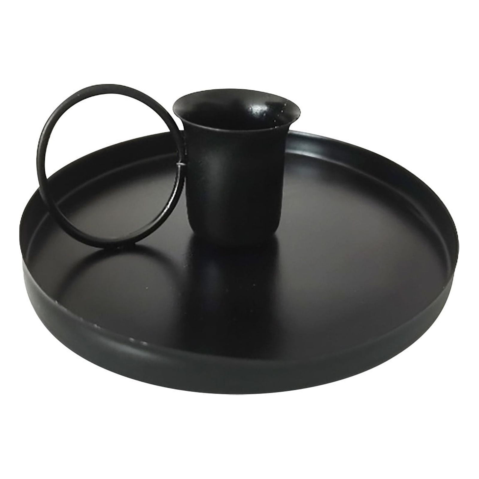 TERGAYEE Retro Iron Round Candle Holder,Black Candlestick Holders