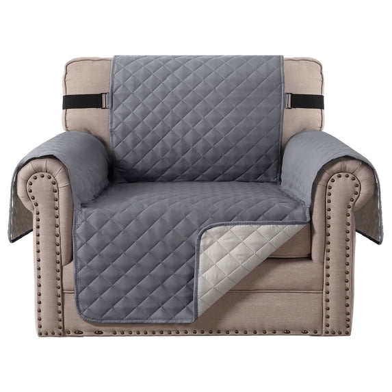 TERGAYEE Reversible Quilted Sofa Cover,Waterproof Slipcover Furniture Protector,Washable Couch Cover with Non Slip and Elastic Straps for Kids,Dogs,Pets