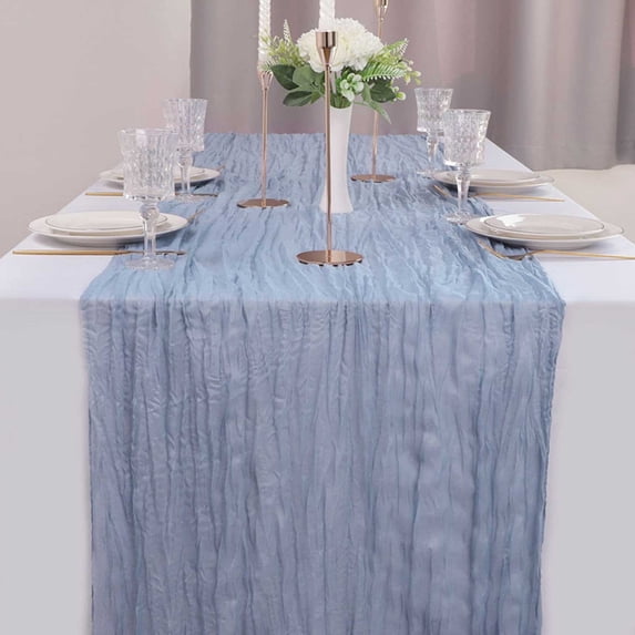 TERGAYEE Sage Green Cheesecloth Table Runner,35.43x118 in Boho Gauze Cheese Cloth Table Runner,Rustic Romantic Sheer Runner for Wedding Party Bridal Birthday Baby Shower Table Decorations
