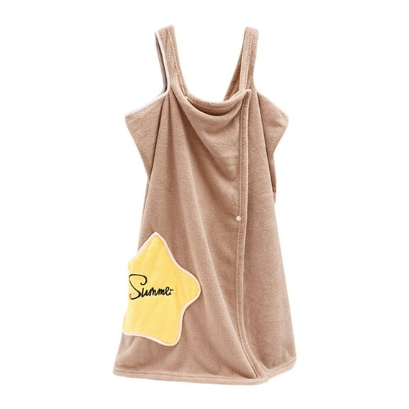 TERGAYEE Short Coral Fleece Tube Top Bathrobe Sling Variety Wearable Bath Skirt Star Pocket Bath Towel Bath Towels