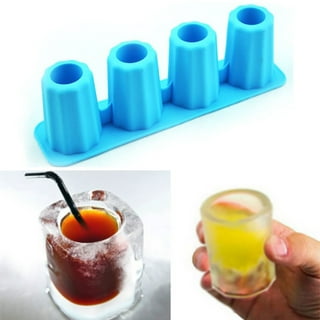 Dropship 1pc Silicone Shot Glass Ice Molds; Ice Cube Trays For Freezer With  4 Cavities; Ice Shot Glass Mold Reusable Whiskey Glass Ice Cubes; Holds 1oz  Each; 1.3 Inch Ice Shot Glass