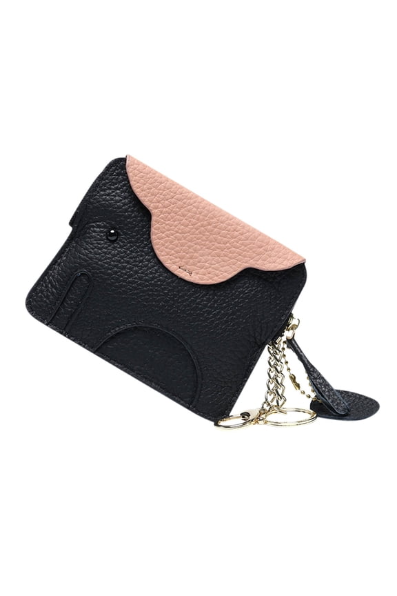 Small Leather Coin Purse for Women,Cute Fashion Elephant Change Purse for Girls Zipper Coin Pouch Wallet with Key Chain and Wrist Strap