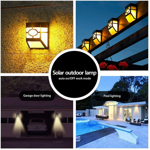 TERGAYEE Solar Wall Lights Outdoor,2 Modes Solar Led Retro Waterproof Lighting for Deck,Patio,Stairs,Yard,Path and Driveway,Warm White/Color Changing