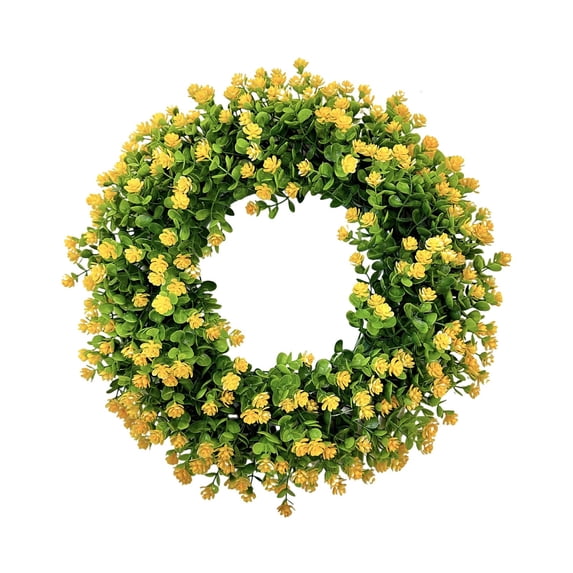 TERGAYEE Spring Wreaths for Front Door,Colorful Flowers with Plastic Green Eucalyptus Leaves Farmhouse Outdoor Wreath for Home Summer Decorations