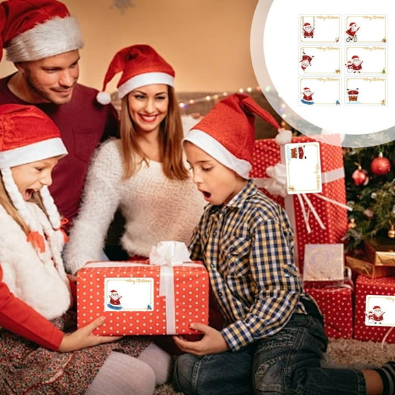 TERGAYEE Stickers 1 Piece Christmas Tags Gift Label Stickers Self Adhesive Labels Gifts Large Blank Christmas Name Tags Gifts Santa Claus