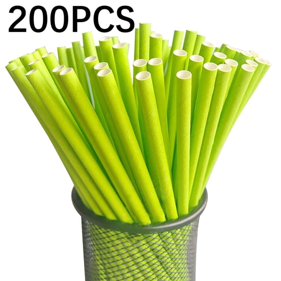 TERGAYEE Straws Disposable Paper Straw Beverage Party Dessert Cake Decoration(200pc) Party Supplies