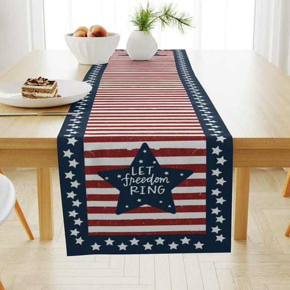 TERGAYEE Stripes Stars Patriotic Table Runner,13 X 72 Inch Independence Day Holiday Kitchen Dining Table Decor for Indoor Outdoor Home Party Decoration