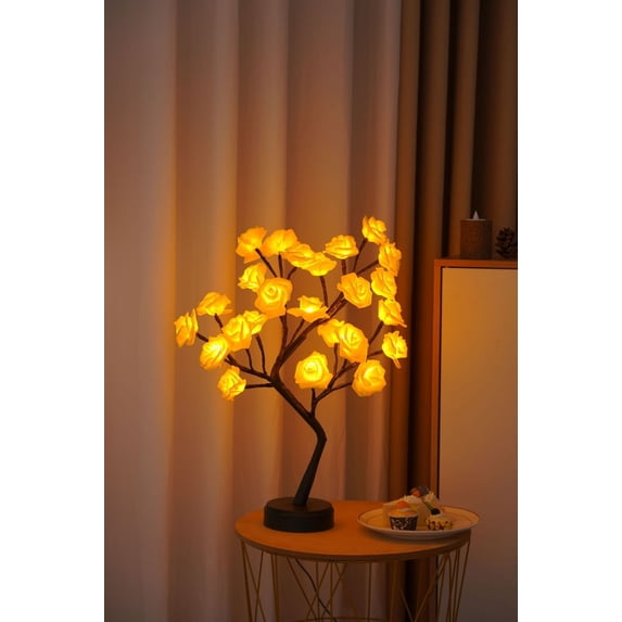 TERGAYEE Tabletop Bonsai Tree,LED Rose Flower Tree,Table Rose Tree Lights Girls Gift for Mom Birthday Wedding Christmas Valentine's Day Party Decor