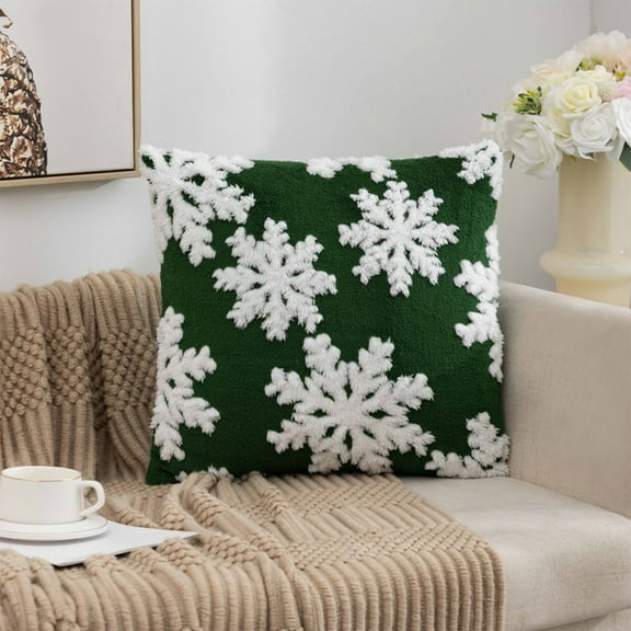 TERGAYEE Throw Pillow Covers Christmas Pillow Cover Snowflake Velvet Christmas Tree Cushion Cushion Border Holiday Decoration Cushion Cover Home Supplies