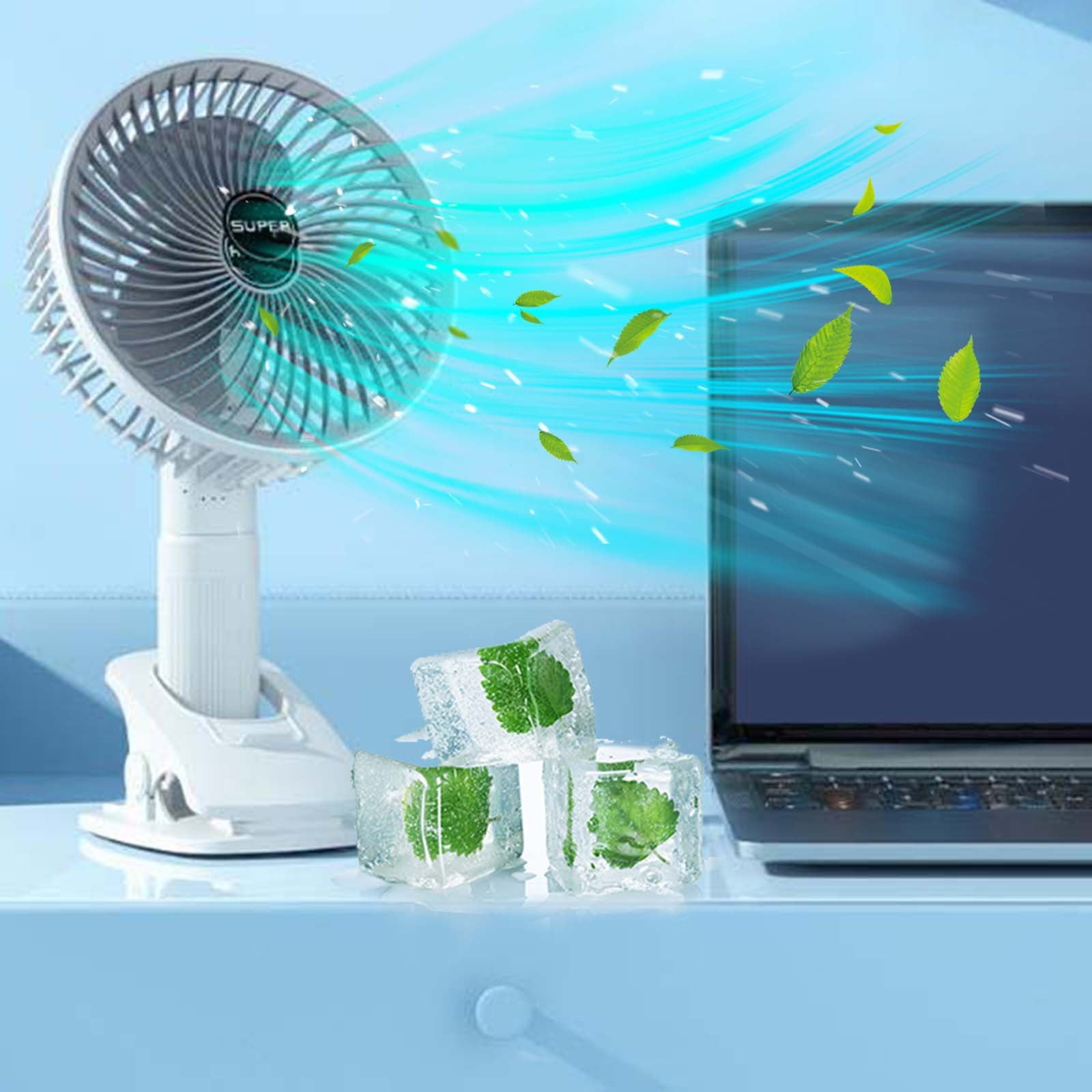 TERGAYEE USB Battery Powered Clip on Fan,3 Speeds USB-C Corded Powered ...