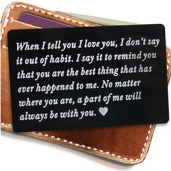 TERGAYEE Valentines Day Gifts for Him,Husband Gifts from Wife Valentine Day Christmas Gift Engraved Wallet Card Insert Card for Boyfriend Men Him Anniversary Birthday Wedding Gift