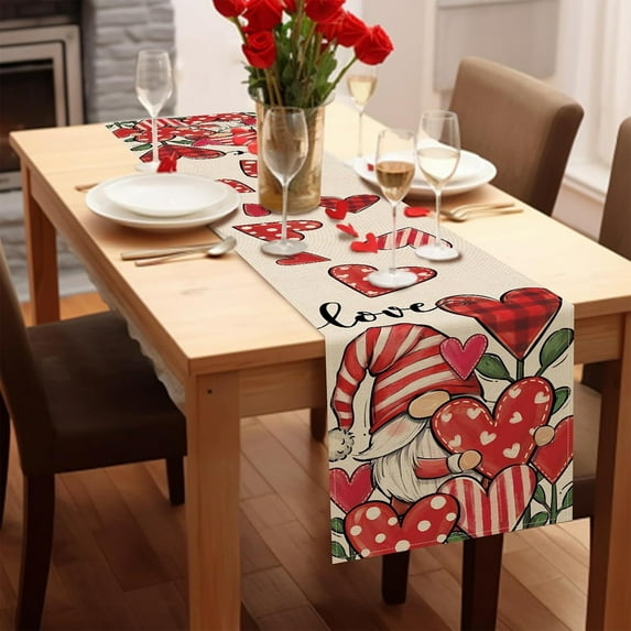 TERGAYEE Valentines Tablecloth Colorful Love Table Flag Valentine's Day Restaurant Tabletop Decoration Wedding Anniversary Ambience Decoration Four Sizes Available Valentines Day Decorations