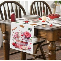 TERGAYEE Valentines Tablecloth Valentine's Day Rose Tablecloth Flag Linen Cake Envelope Printing Tablecloth Valentines Day Decorations