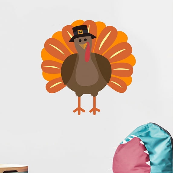 TERGAYEE Wall Stickers Thanksgiving Wall Sticker English Turkey Wall ...