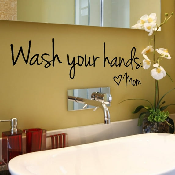TERGAYEE Wall Stickers Wash Your Hands Mom Home Decor Wall Sticker Decal Bedroom Vinyl Art Mural Wall Decor