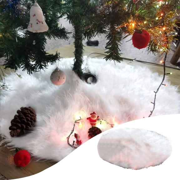 TERGAYEE White Tree Skirts,Plush Christmas Tree Skirt Small Faux Fur Tree Mats for Small Trees Xmas Party Holiday Decorations