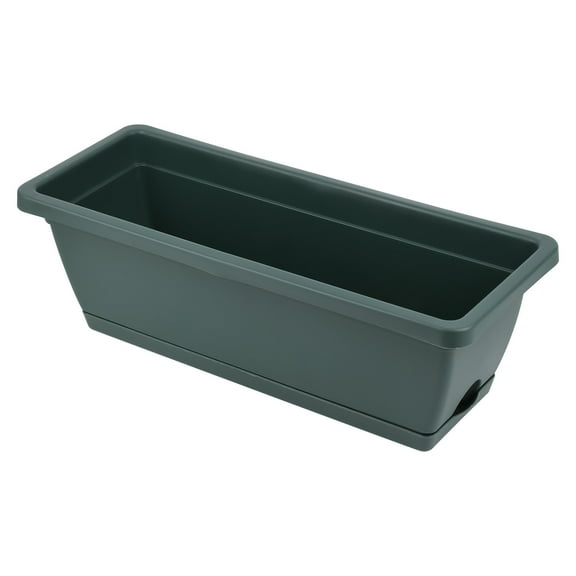 TERGAYEE Window Box Planter,14 Inches Rectangular Planting Groove Plastic Flower Pot,Plastic Vegetable Flower Planter Boxes with Tray for Windowsill,Patio,Garden,Home Décor,Porch