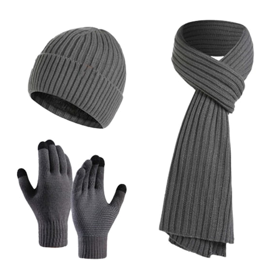 TERGAYEE Winter Hat Scarf Glove Set,3 in 1 Winter Warm Men And Women Knitted Thick Warmth Woolen Hat Scarf manipulatescreen Gloves Three-piece Suit