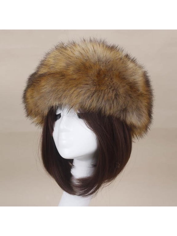 Women's Faux Fur Hat,Warm Hat,Hollow Top Women's Hat,Plush Brimless Hat for Ladies Winter,Faux Fur Trimmed Winter Hat for Women