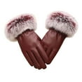 thumbnail image 1 of TERGAYEE Womens PU Leather Gloves,Winter Warm Gloves with Fleece Lining,manipulatescreen Warm Fur Cuff Party Gloves Warm Driving Gloves for Cold Weather, 1 of 2