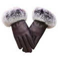 thumbnail image 1 of TERGAYEE Womens PU Leather Gloves,Winter Warm Gloves with Fleece Lining,manipulatescreen Warm Fur Cuff Party Gloves Warm Driving Gloves for Cold Weather, 1 of 2