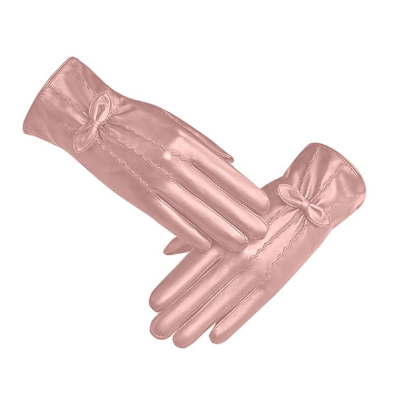 TERGAYEE Womens Winter Leather Gloves,manipulatescreen Texting Warm Driving Lambskin Gloves,Winter Outdoor Warm Cycling Driving Fashion Bowknot Gloves